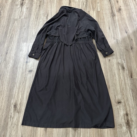 Vintage Travel Smith Womens Trench Coat Size M Black Hooded Water Resistant Bag - Picture 8 of 13